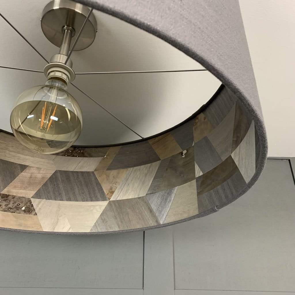 Textured Grey Pendant Shade with Arte Formation Grey Wallpaper Lining