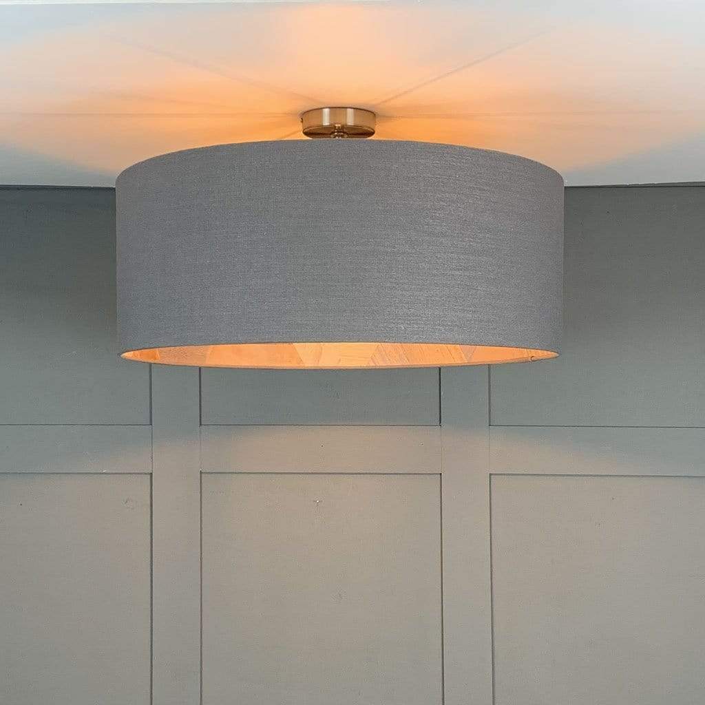 Textured Grey Pendant Shade with Arte Formation Grey Wallpaper Lining