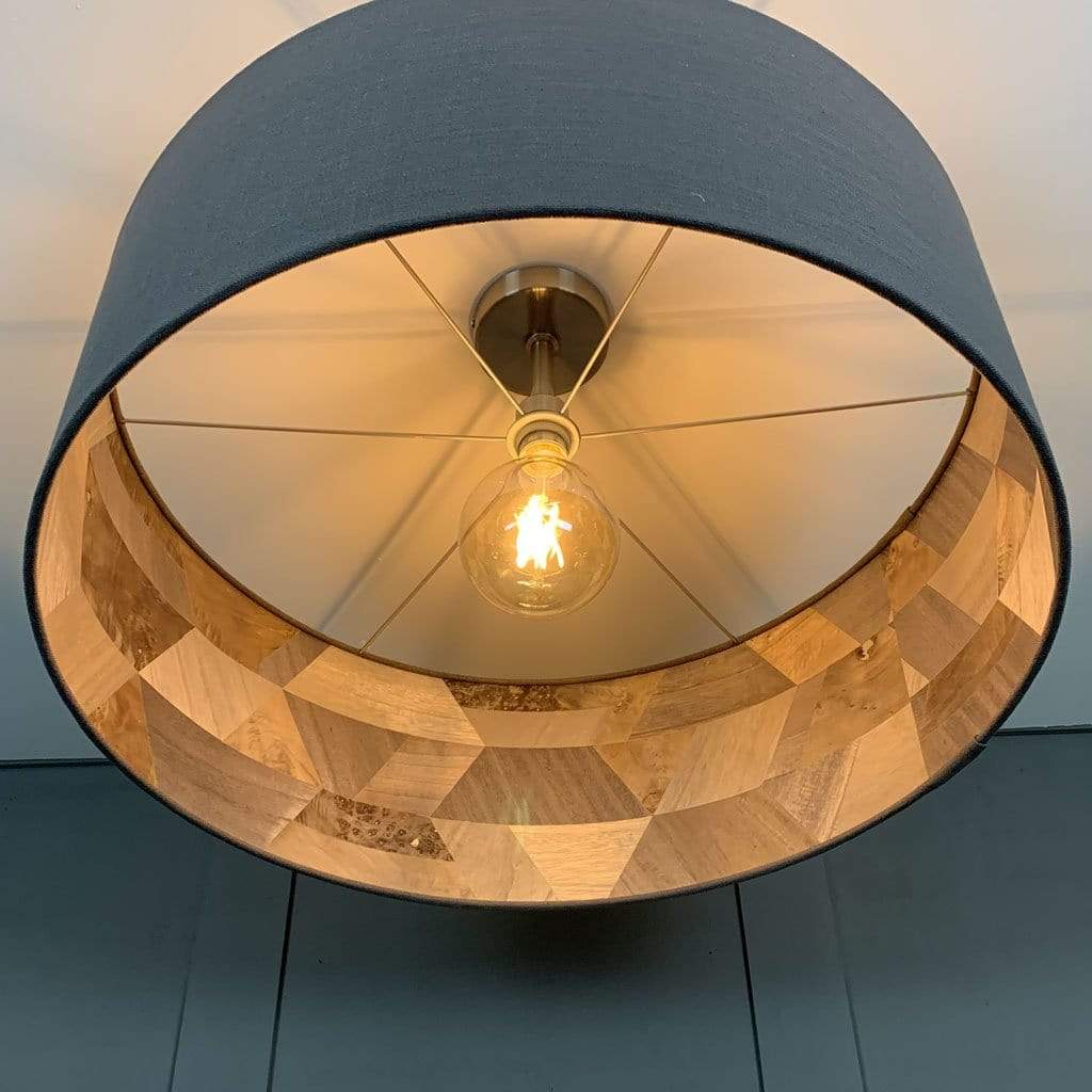 Textured Grey Pendant Shade with Arte Formation Grey Wallpaper Lining