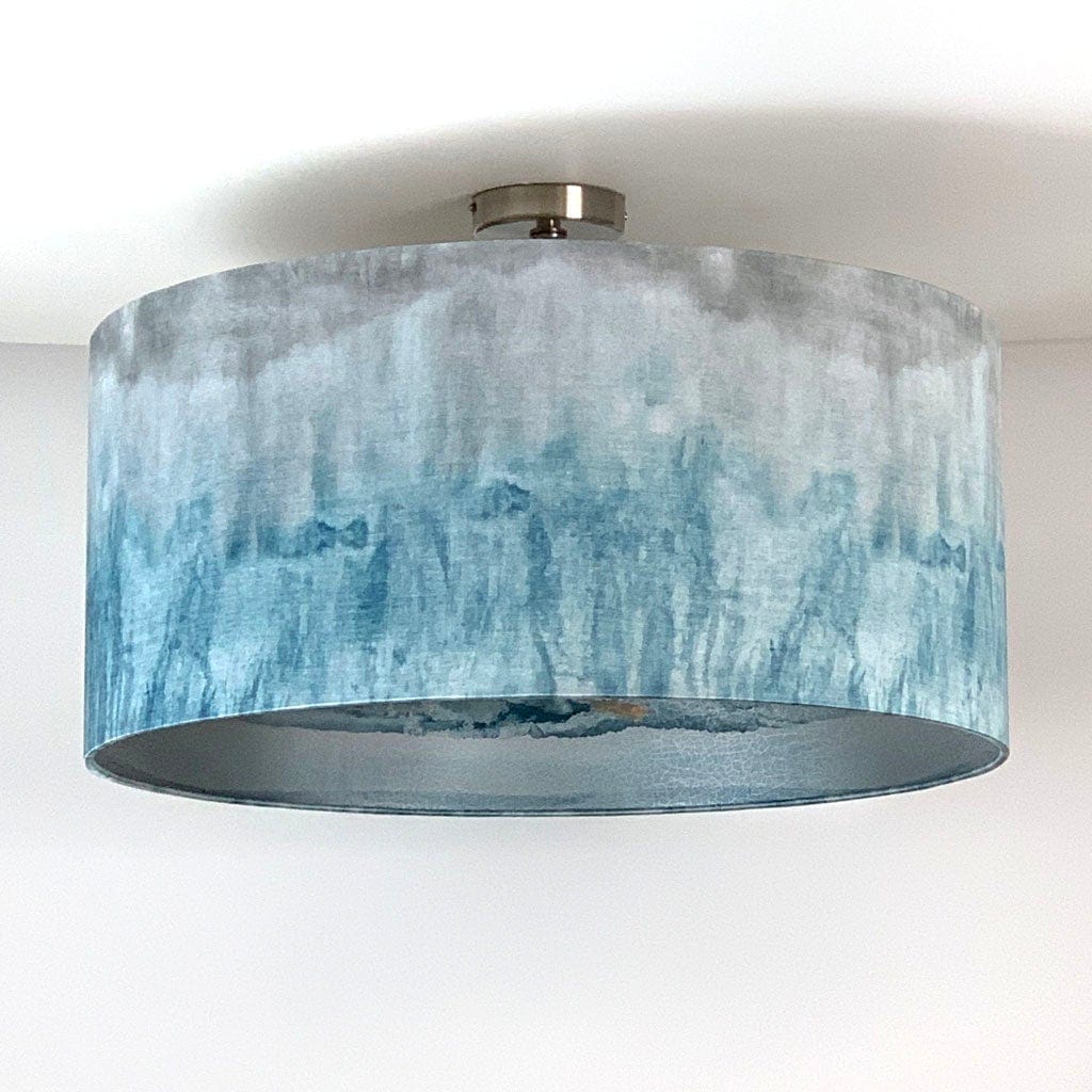 Kilbride Bay Wallpaper Lined Pendant Shade with Teal & Grey Ombre