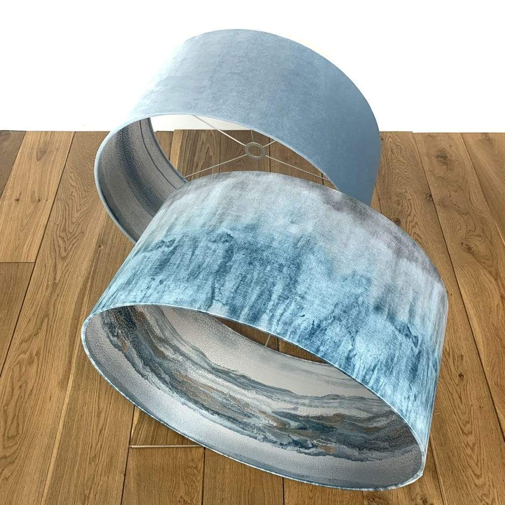 Kilbride Bay Wallpaper Lined Pendant Shade with Teal & Grey Ombre