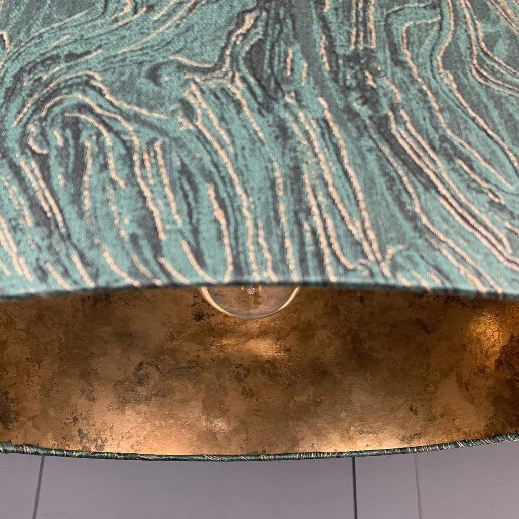 Jade Green, Black & Gold Marble Shade Lined with Golden Brown Burnished Wallpaper