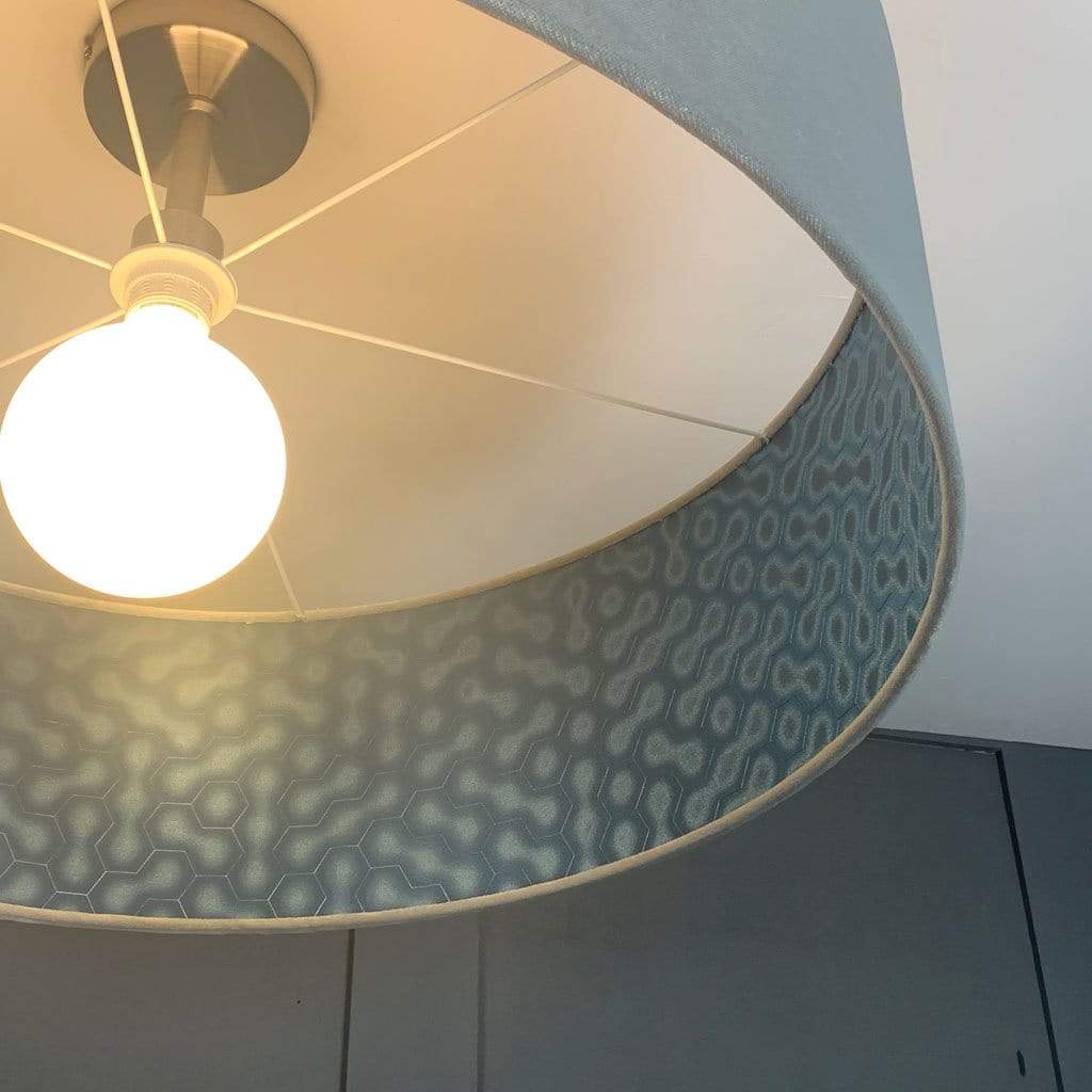 Platinum Velvet Pendant Shade with Modern Eccentrics Blue Wallpaper Lining
