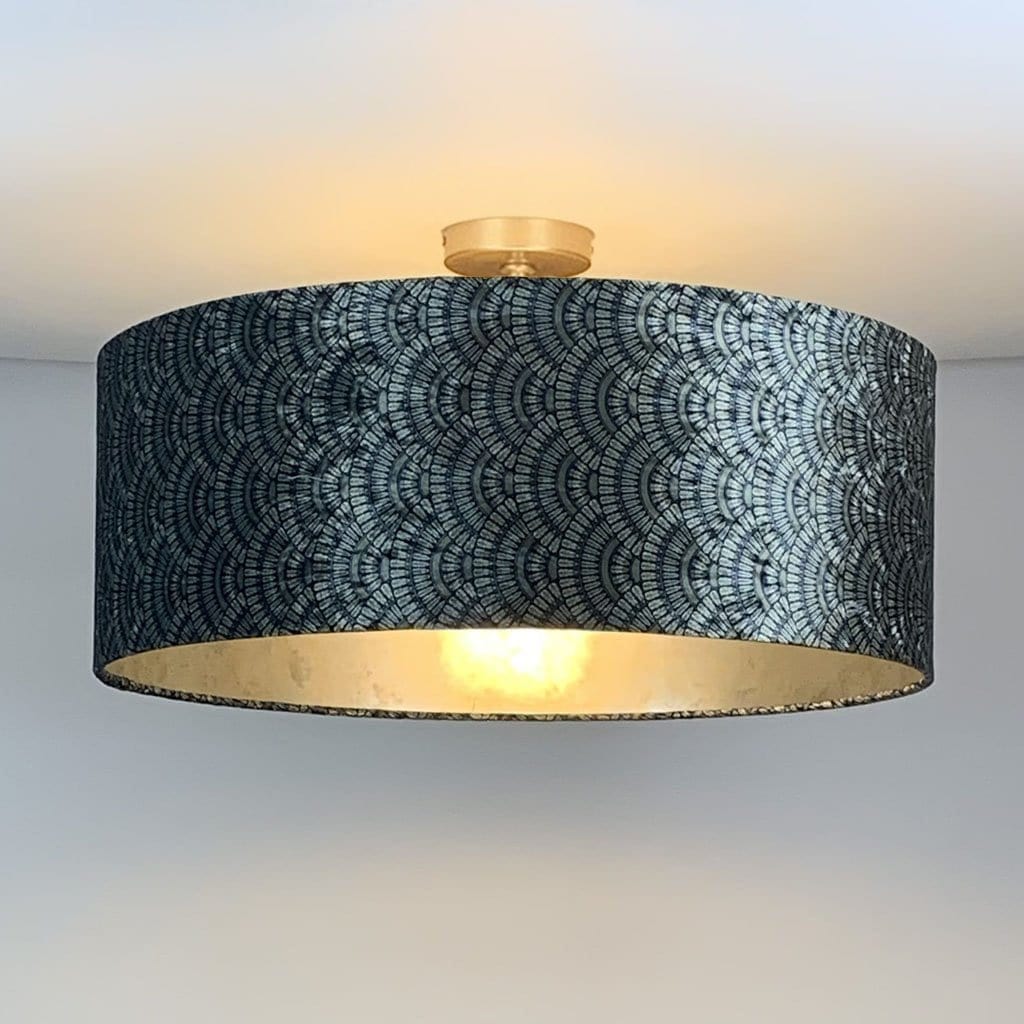 Fantail Sapphire Pendant Shade & Champagne Burnish Lining