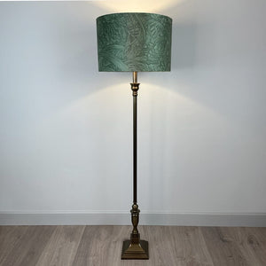 Canterbury Antique Brass Floor Lamp with Timorous Beasties Jungle Tangle Willow Lampshade