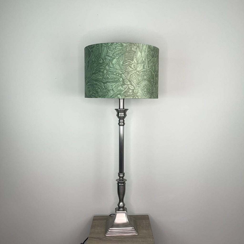 Canterbury Antique Silver Table Lamp with Timorous Beasties Jungle Tangle Willow Shade