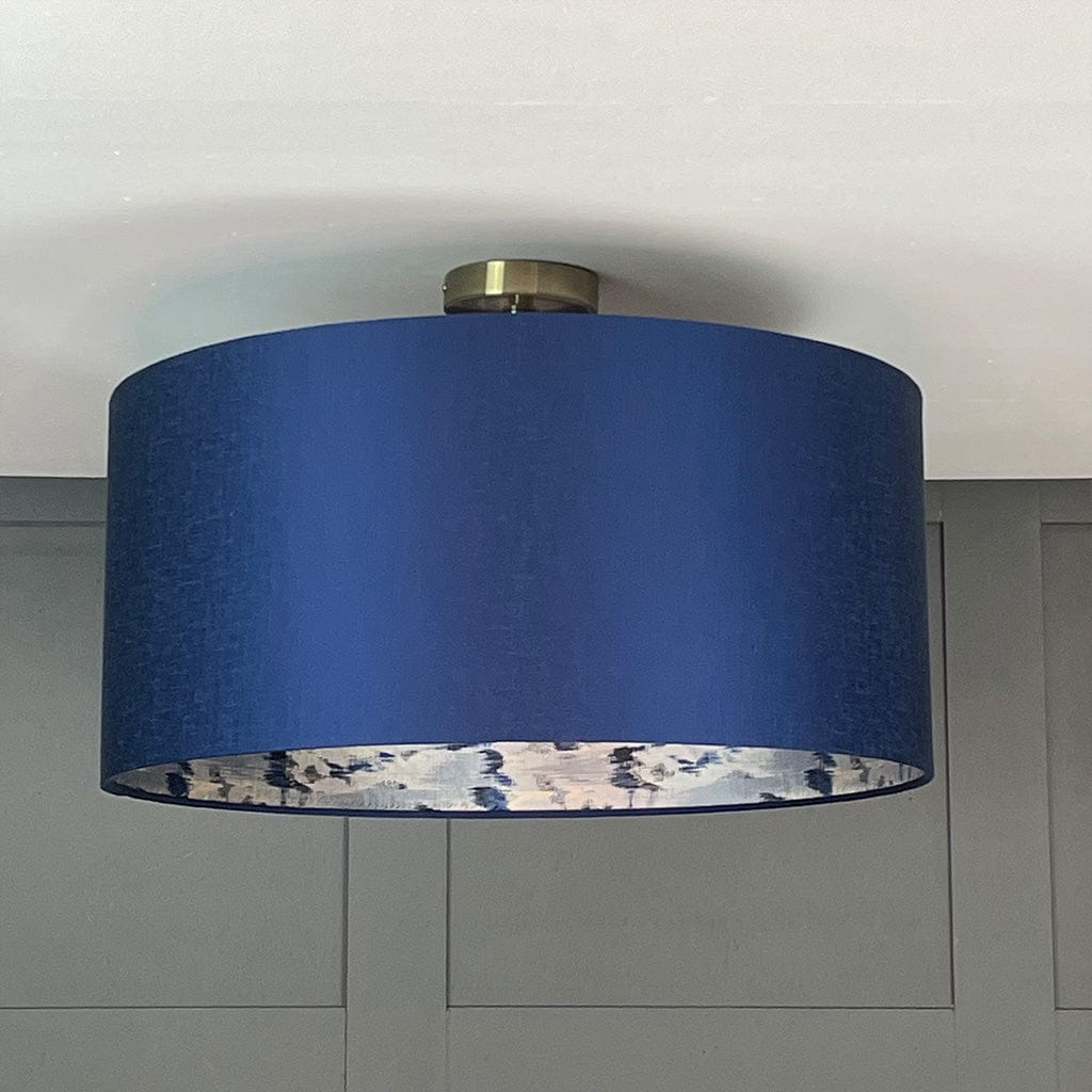 Carnaby Midnight Pendant Shade with Solaris Blue & Grey Lining