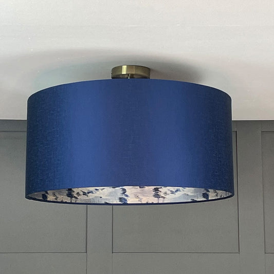 Carnaby Midnight Pendant Shade with Solaris Blue & Grey Lining