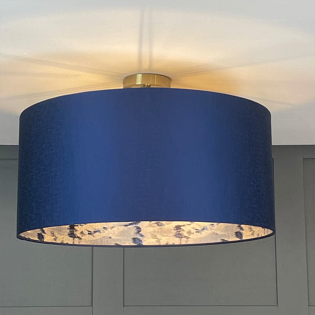 Carnaby Midnight Pendant Shade with Solaris Blue & Grey Lining