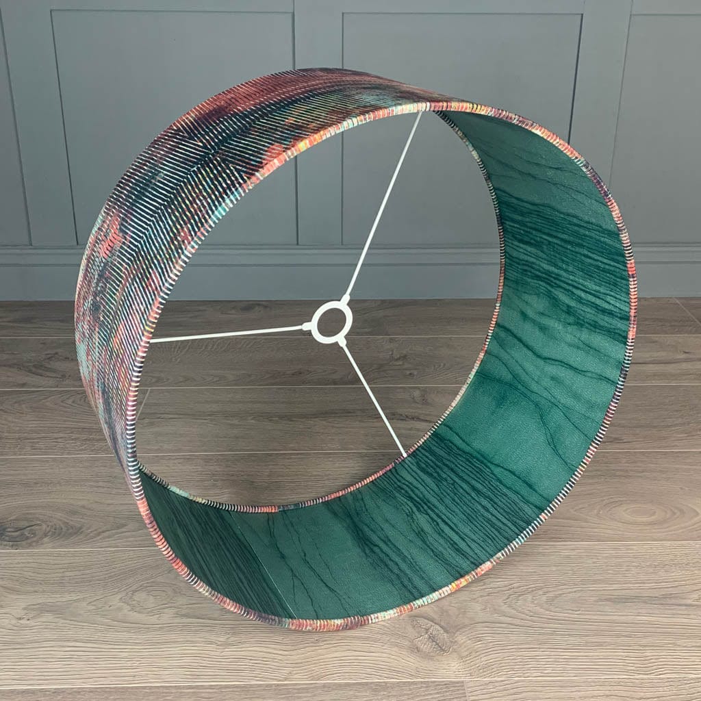 Chameleon Velvet Pendant Shade with Anthology Metamorphic Amazonite Apatite Wallpaper Lining