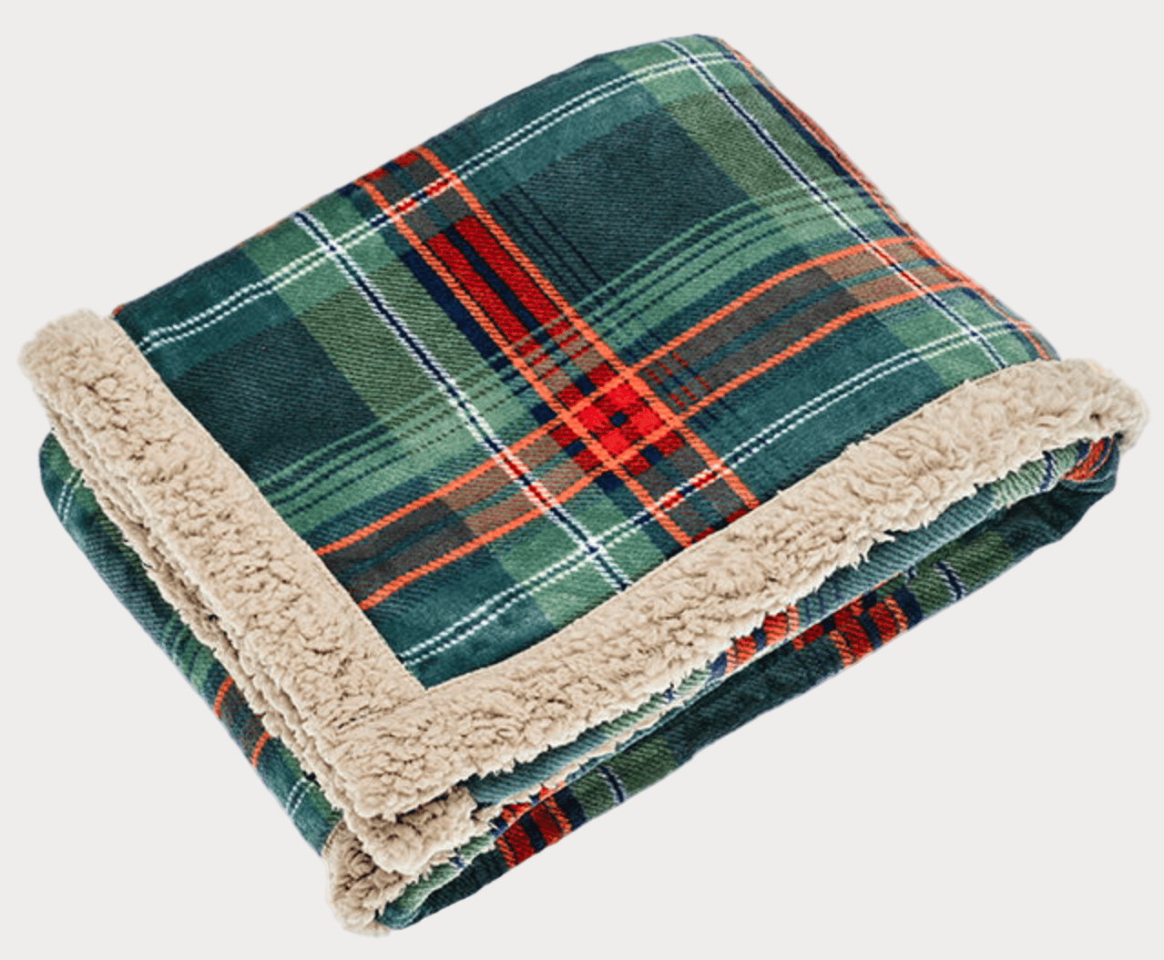 Check Sherpa Green Flannel Throw