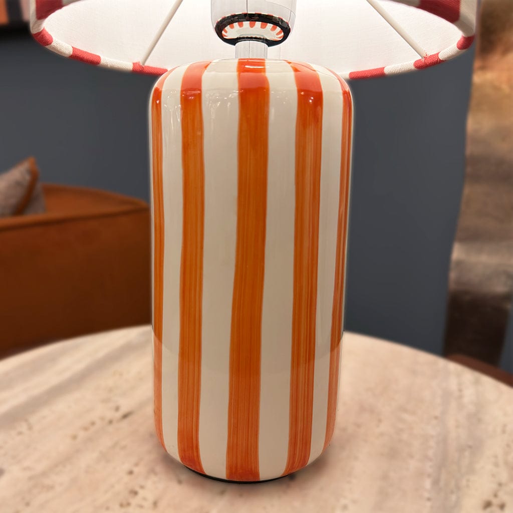 Cicada Orange Striped Table Lamp With Shade