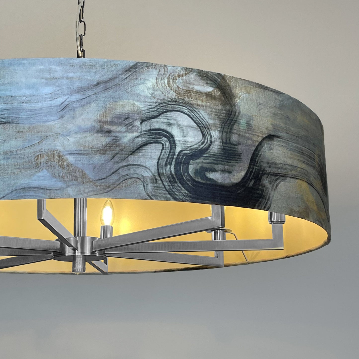Circa 8 Light Brushed Steel with Tessuto Nero