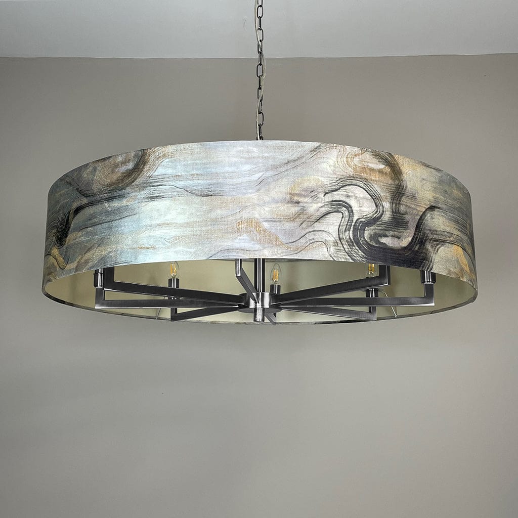 Circa 8 Light Brushed Steel with Tessuto Nero
