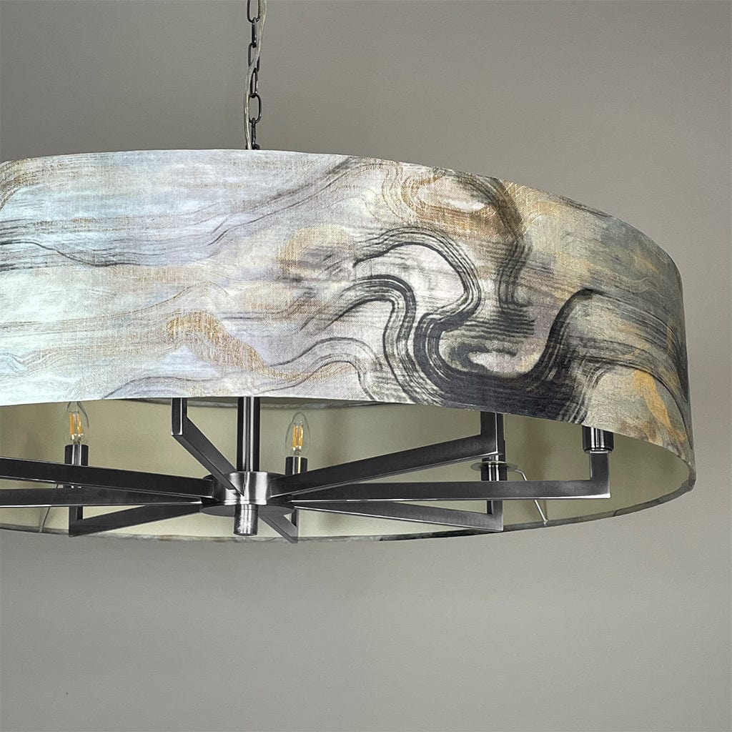 Circa 8 Light Brushed Steel with Tessuto Nero