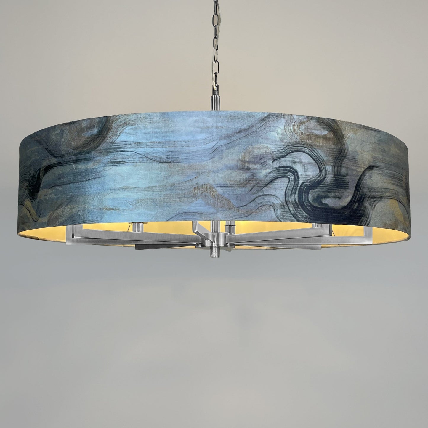 Circa 8 Light Brushed Steel with Tessuto Nero