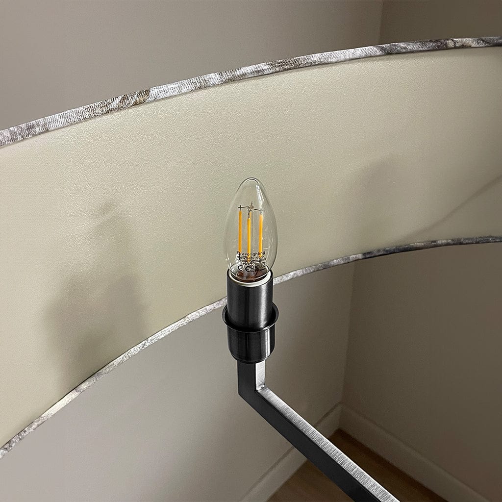 Circa 8 Light Brushed Steel with Tessuto Nero