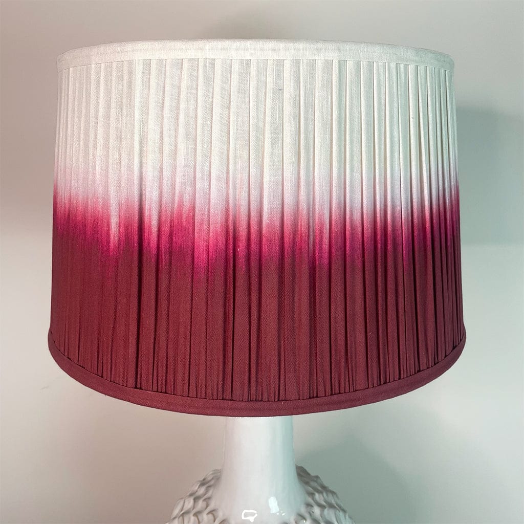 Edlyn White Reactive Glaze Table Lamp with Fuschia Ombre Tapered Shade