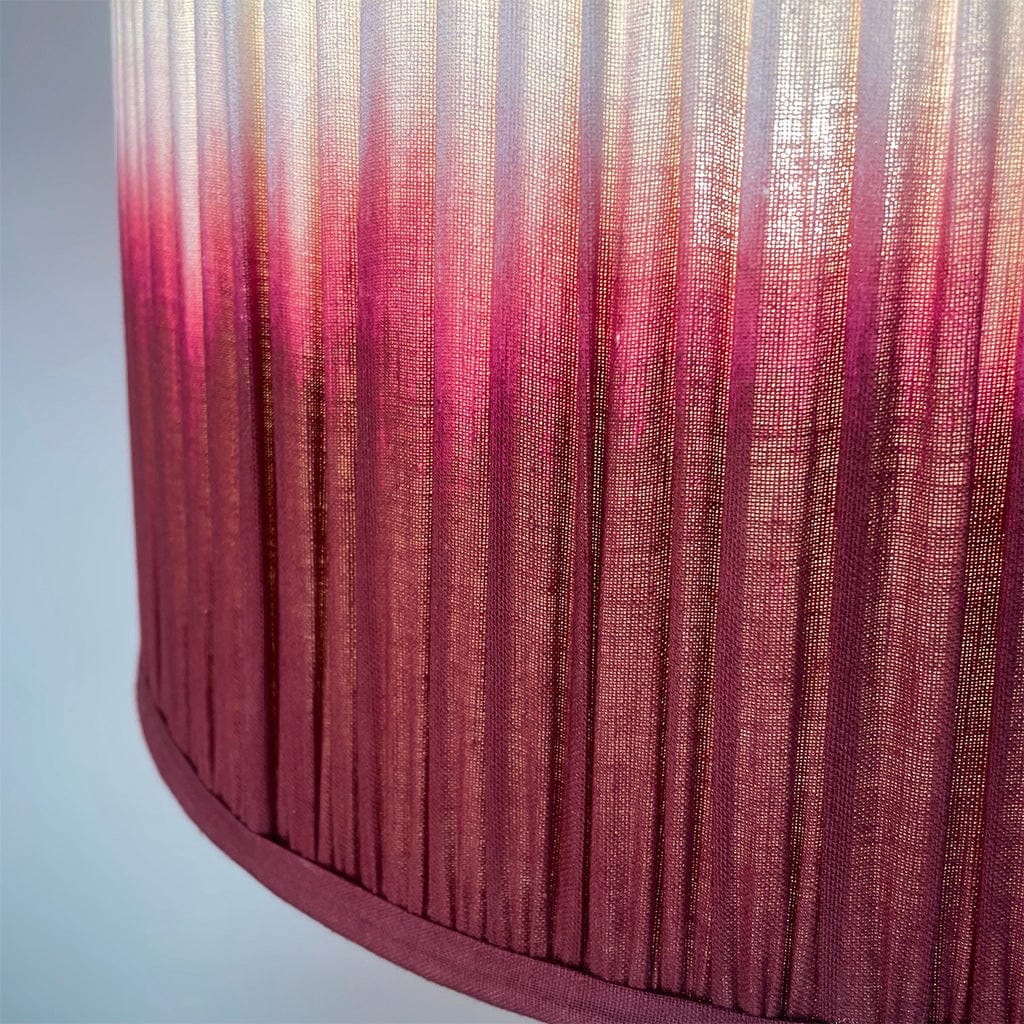Edlyn White Reactive Glaze Table Lamp with Fuschia Ombre Tapered Shade