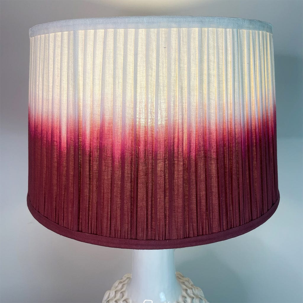 Edlyn White Reactive Glaze Table Lamp with Fuschia Ombre Tapered Shade