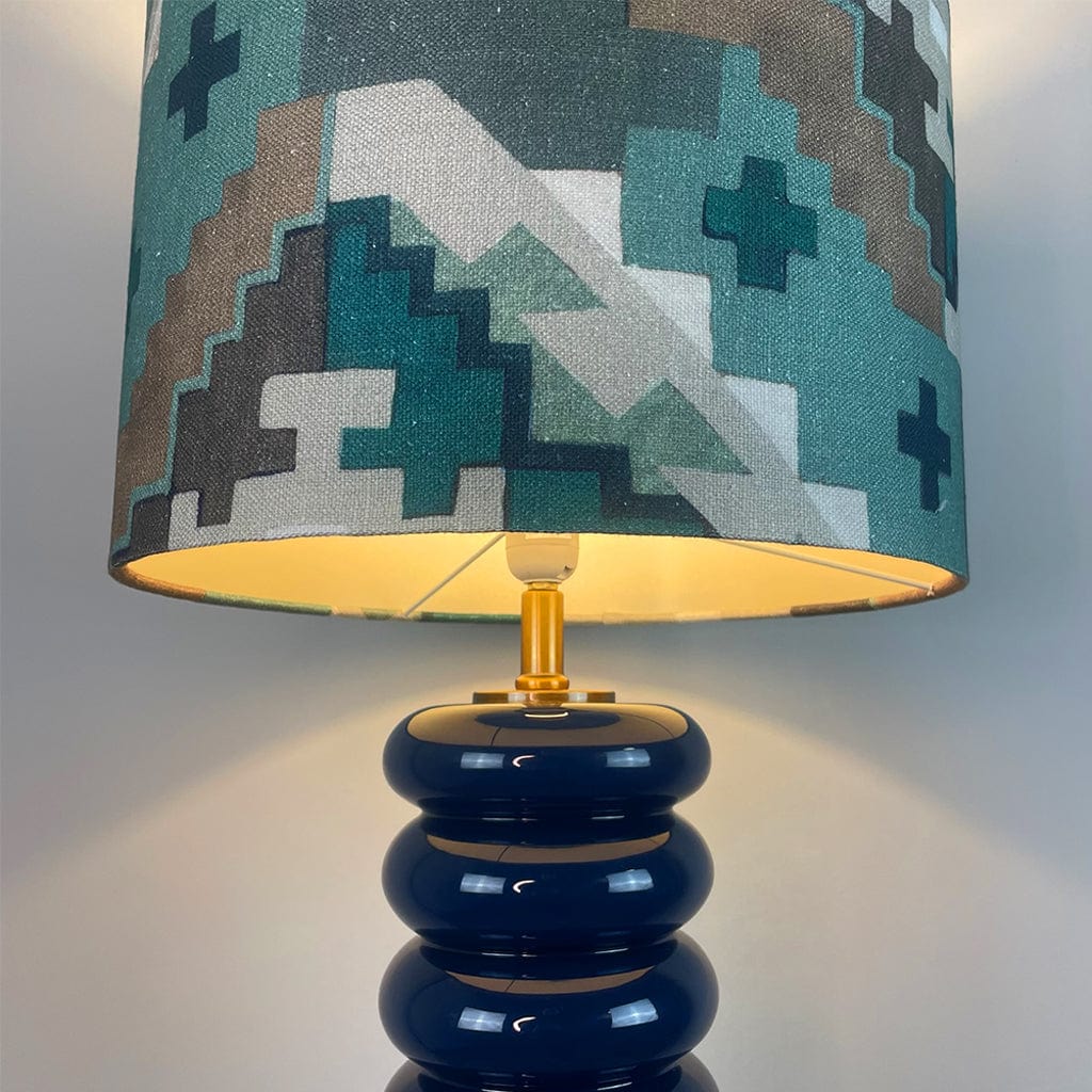 Nomad Blue Glass Table Lamp with Machu Picchu Mineral Shade