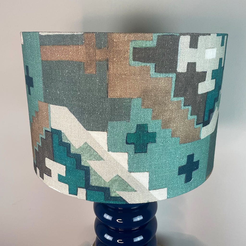 Nomad Blue Glass Table Lamp with Machu Picchu Mineral Shade