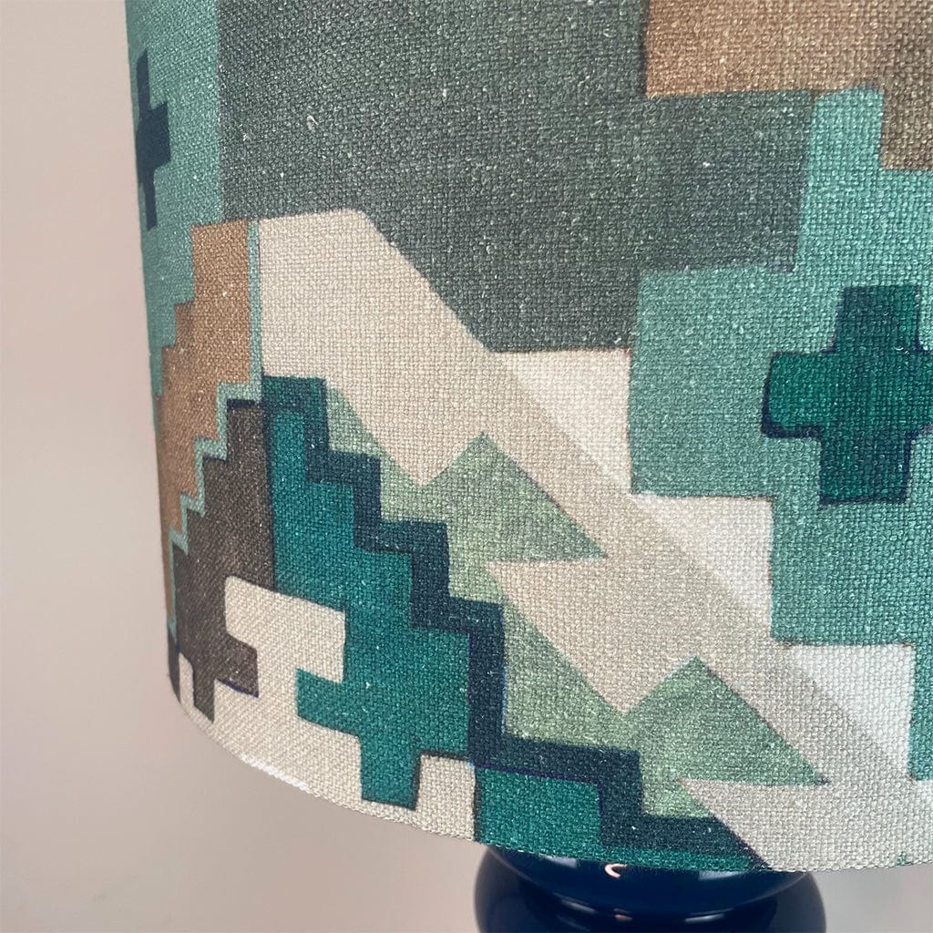 Nomad Blue Glass Table Lamp with Machu Picchu Mineral Shade