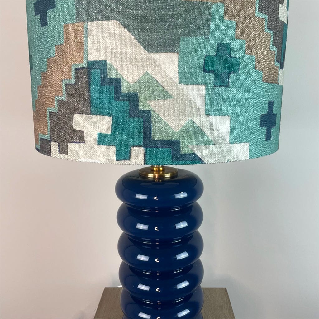 Nomad Blue Glass Table Lamp with Machu Picchu Mineral Shade