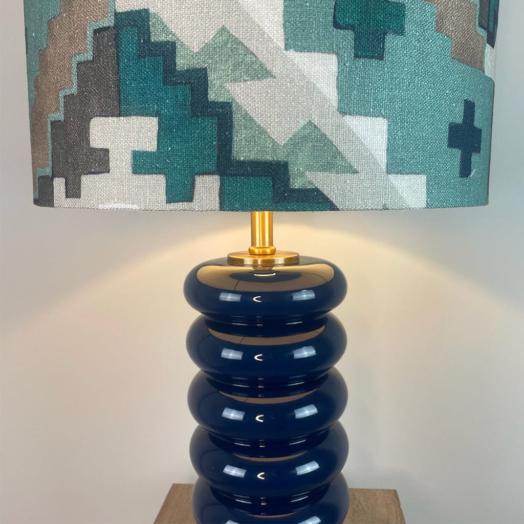 Nomad Blue Glass Table Lamp with Machu Picchu Mineral Shade