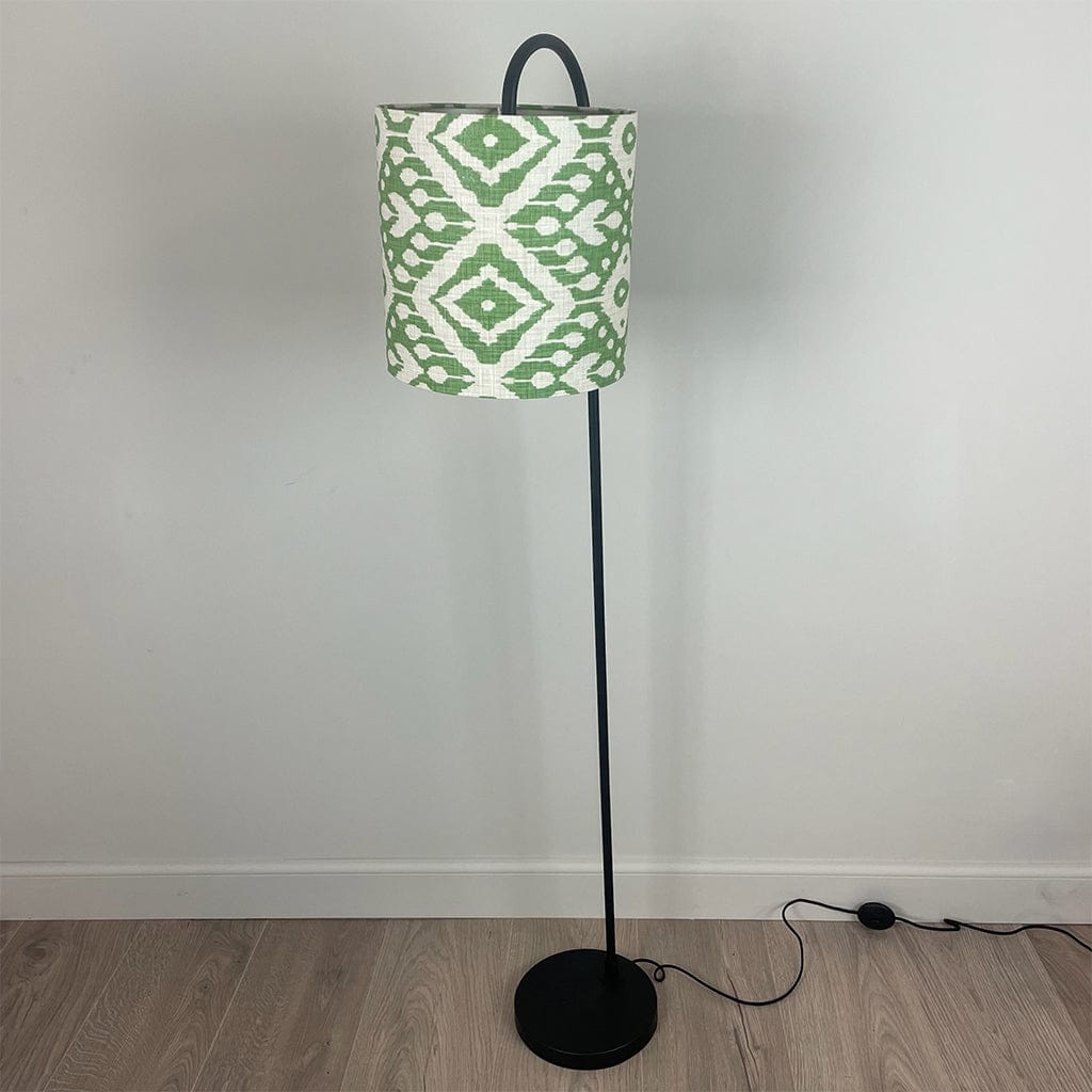 Black Idra Floor Lamp with Marrakesh Emerald Shade