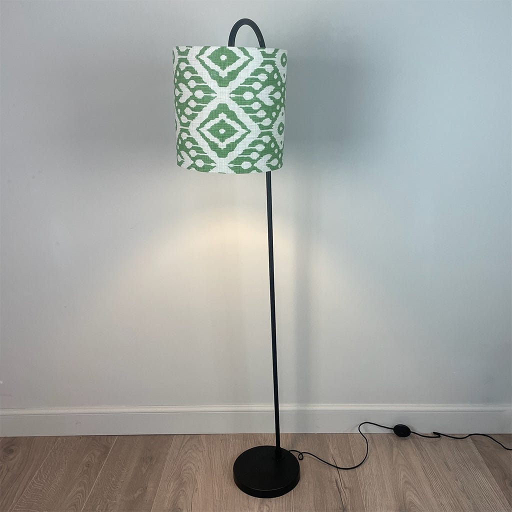 Black Idra Floor Lamp with Marrakesh Emerald Shade
