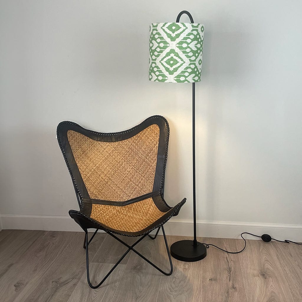 Black Idra Floor Lamp with Marrakesh Emerald Shade