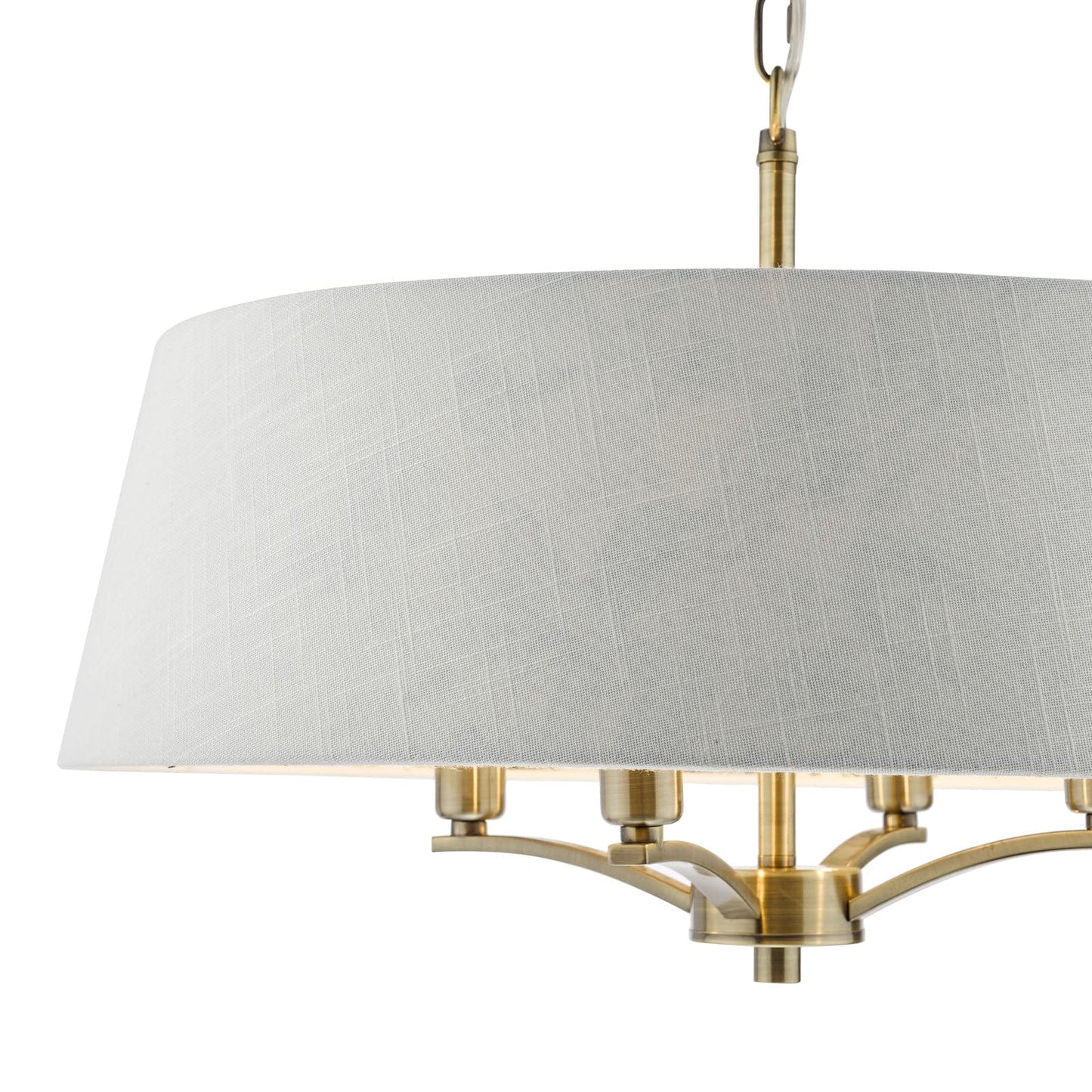 Delft 4 Light Aged Brass Pendant with Ivory Chinoiserie Print Shade