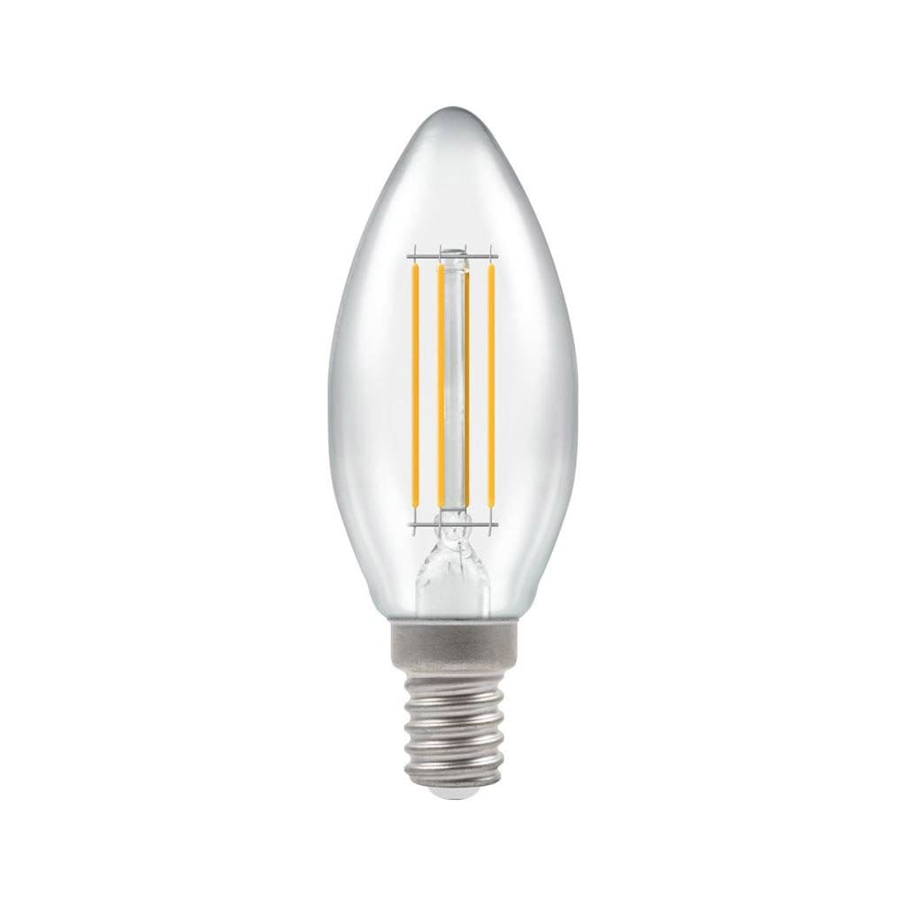 An E14 clear candle non-dimmable LED bulb with visible filaments inside