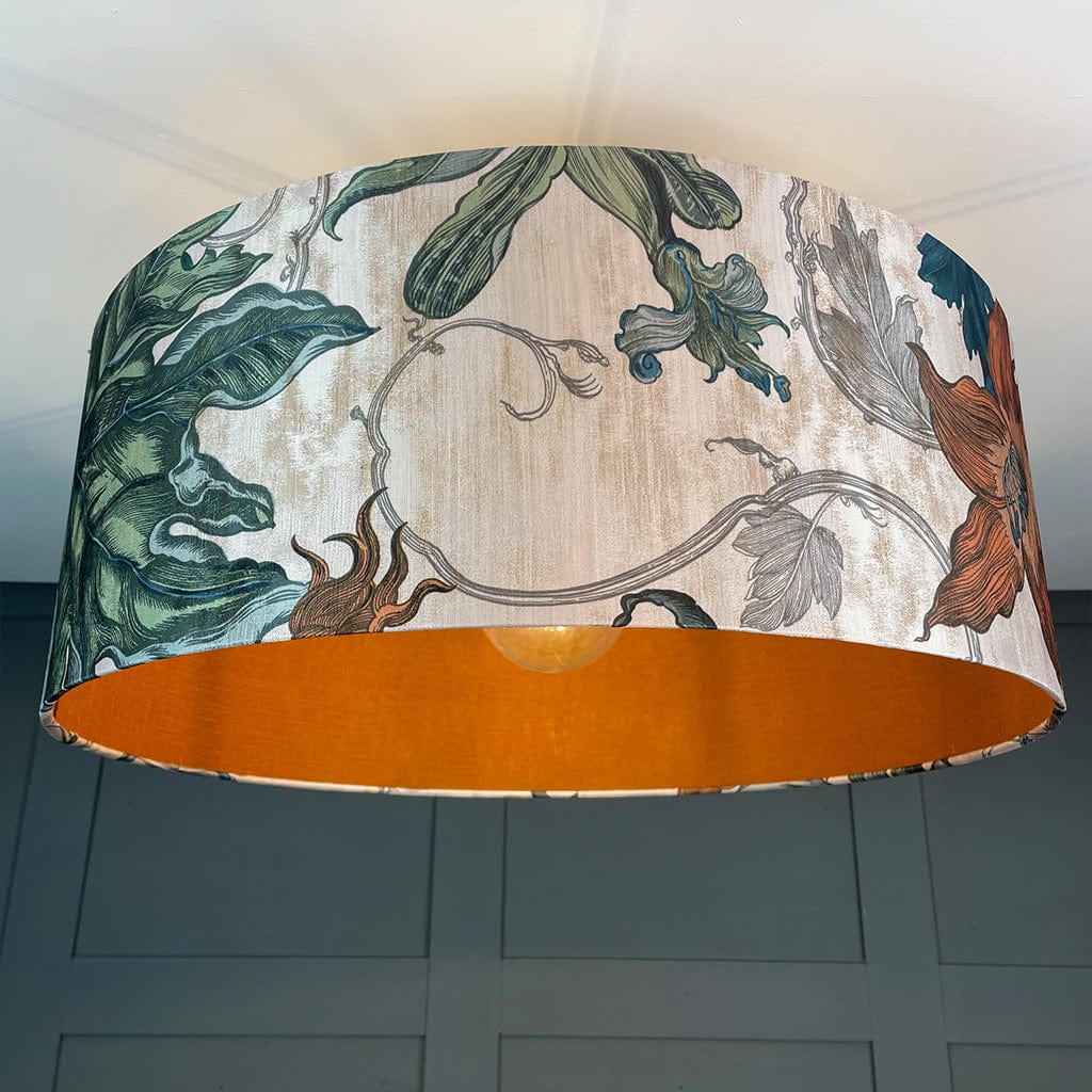 Timorous Beasties Epic Botanic Blue Rust Pendant Shade with Mineral Spice Fabric Lining