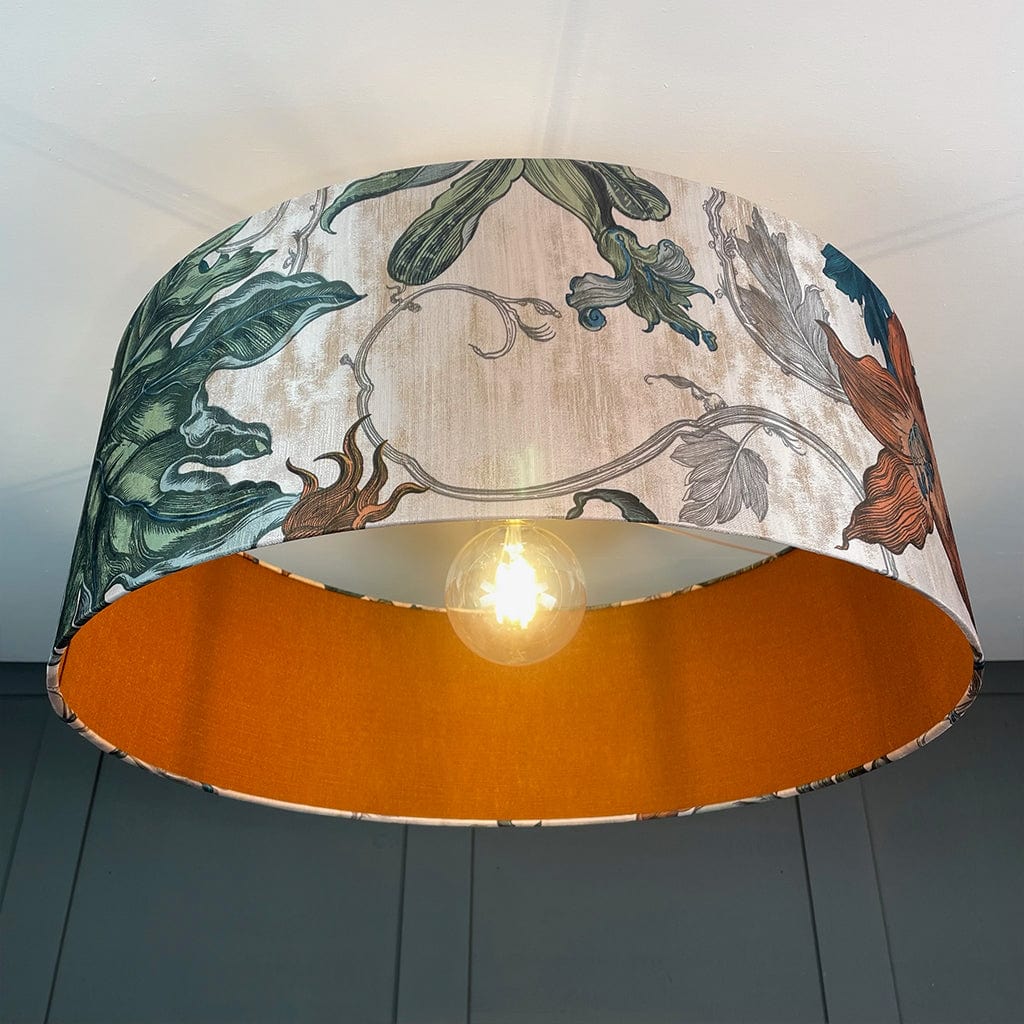 Timorous Beasties Epic Botanic Blue Rust Pendant Shade with Mineral Spice Fabric Lining
