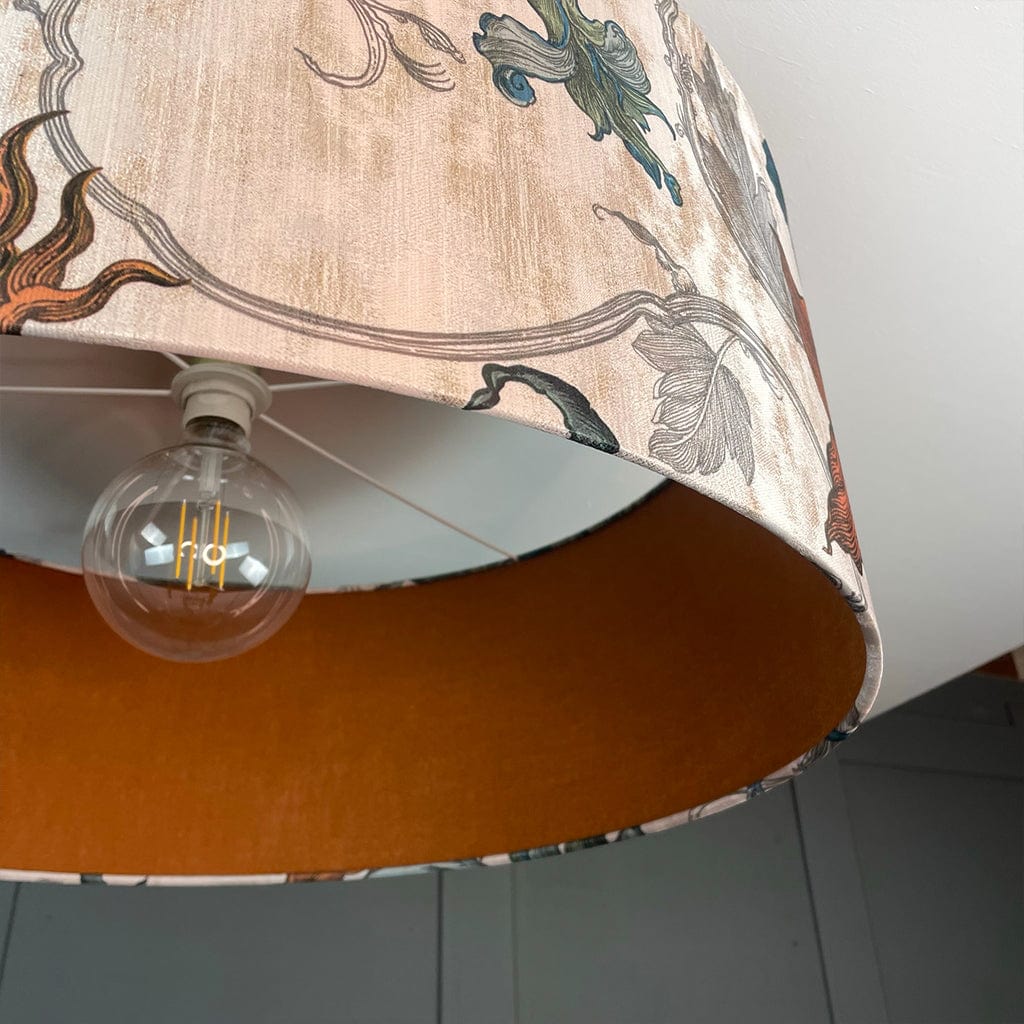 Timorous Beasties Epic Botanic Blue Rust Pendant Shade with Mineral Spice Fabric Lining
