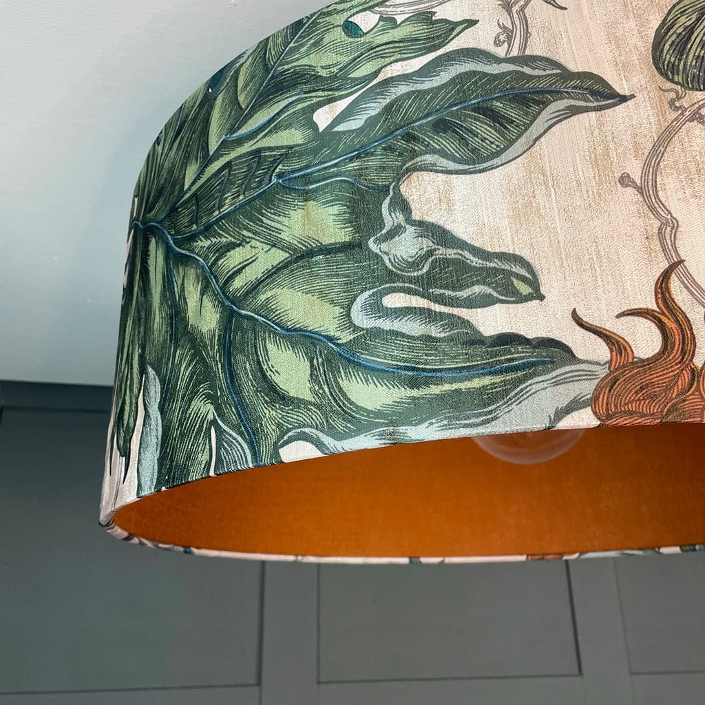 Timorous Beasties Epic Botanic Blue Rust Pendant Shade with Mineral Spice Fabric Lining