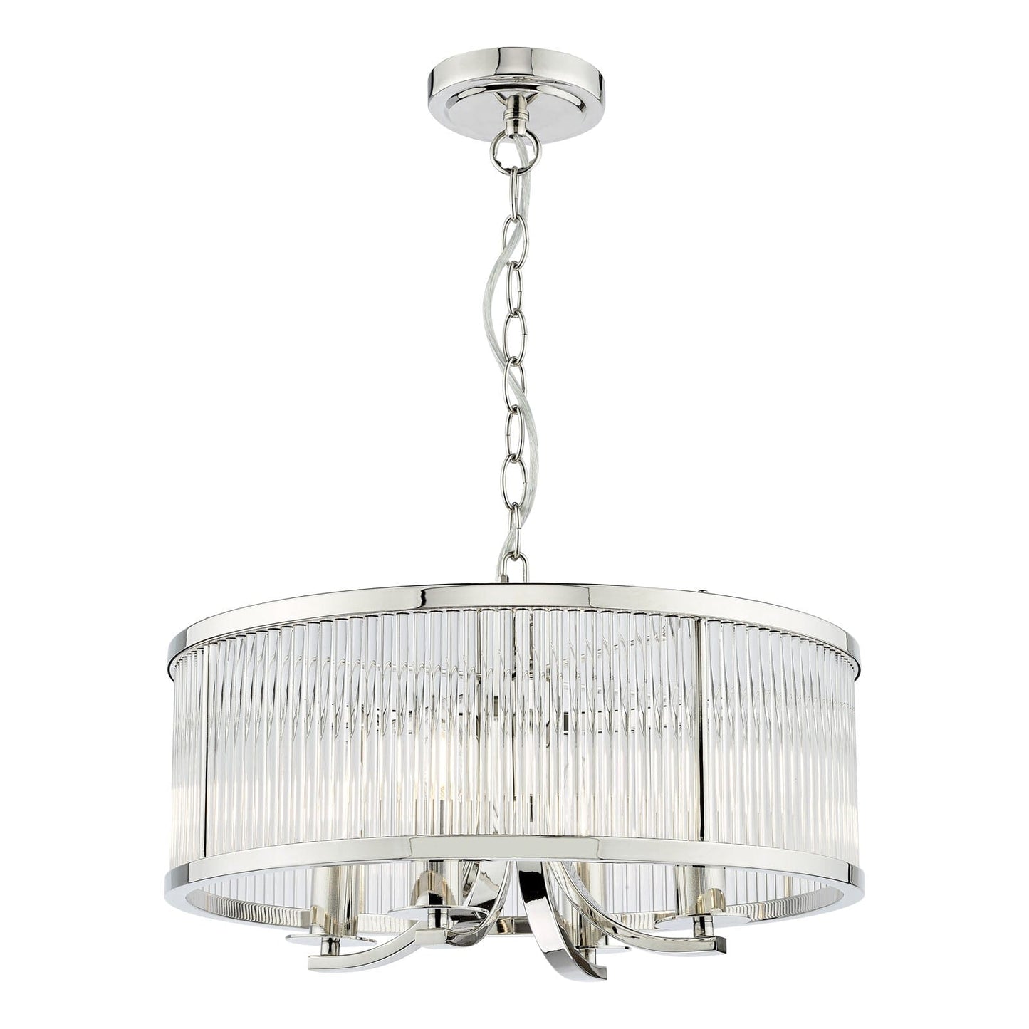 Eltham 4 Light Glass Rod Pendant Polished Nickel and Crystal