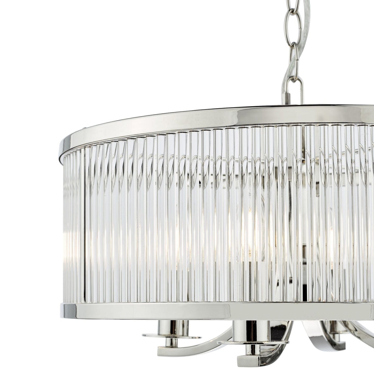 Eltham 4 Light Glass Rod Pendant Polished Nickel and Crystal