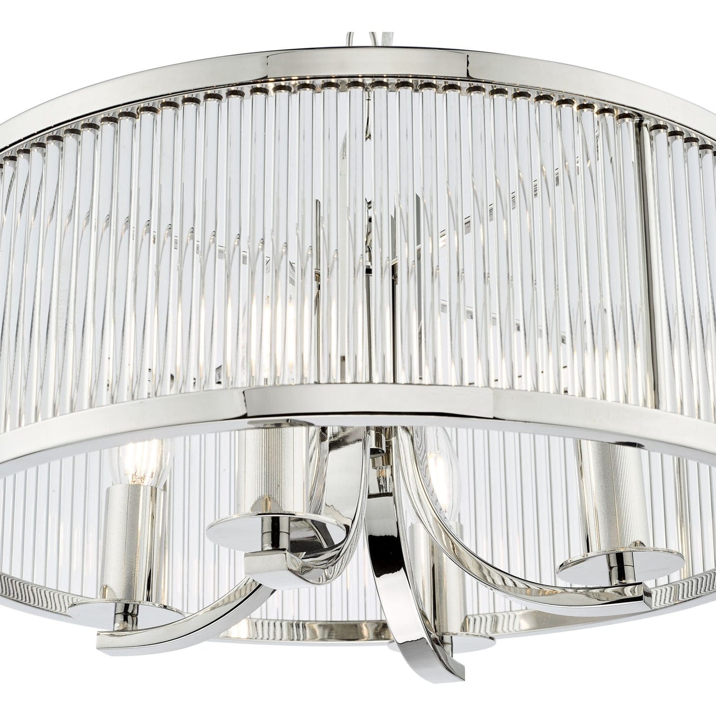 Eltham 4 Light Glass Rod Pendant Polished Nickel and Crystal
