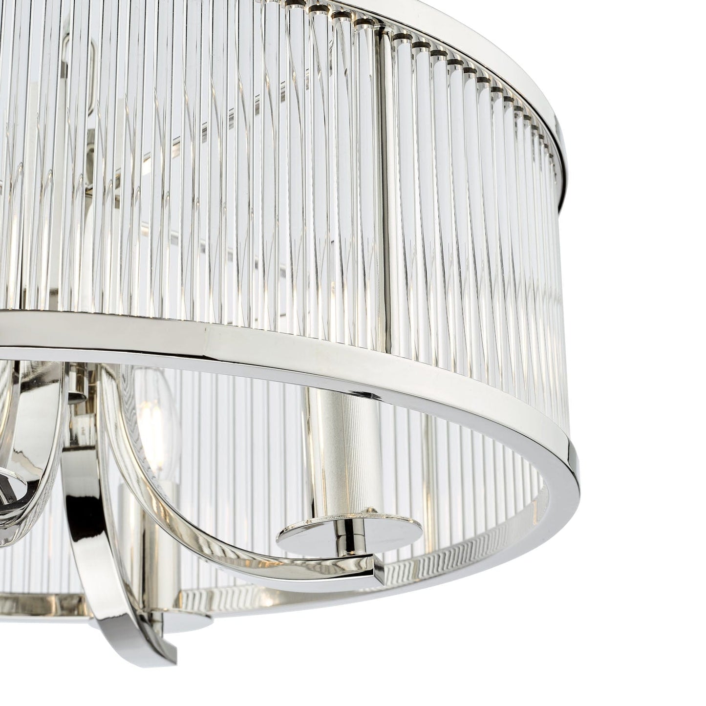 Eltham 4 Light Glass Rod Pendant Polished Nickel and Crystal