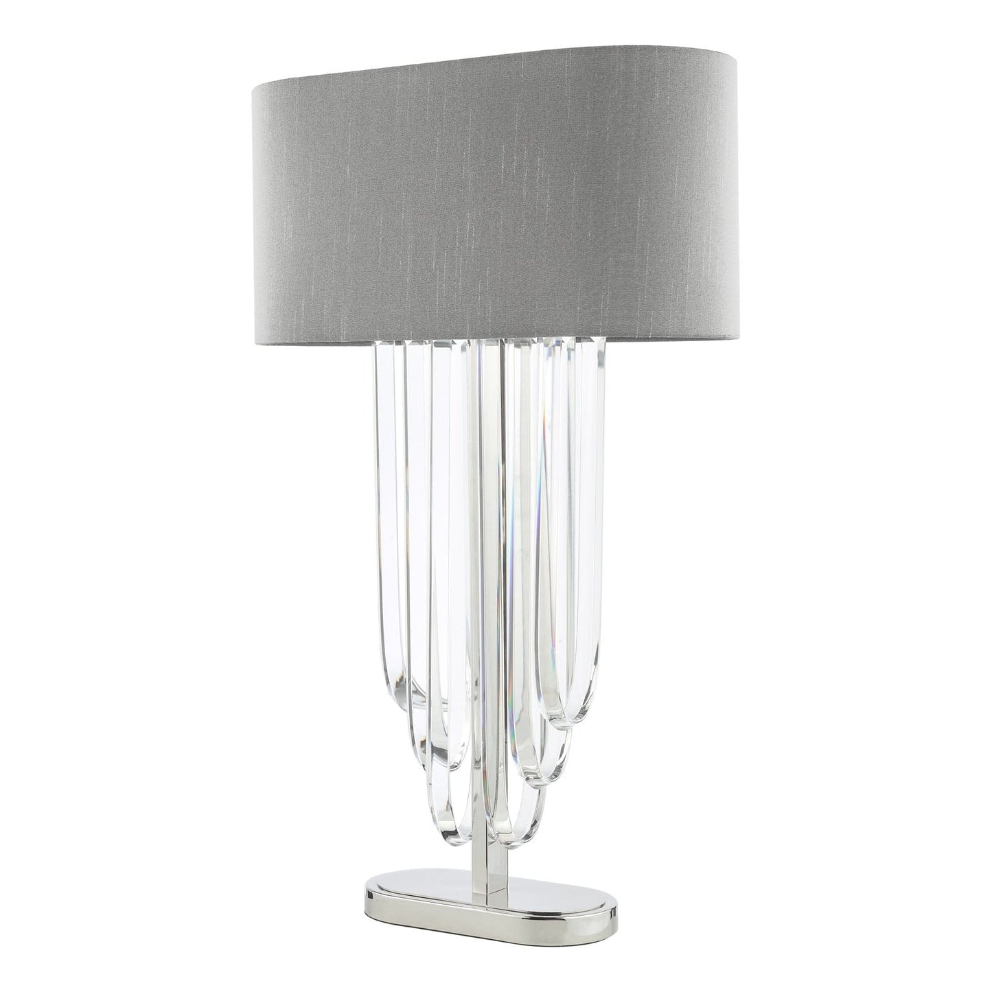 Eltham 2 Light Table Lamp Polished Nickel and Crystal With Shade