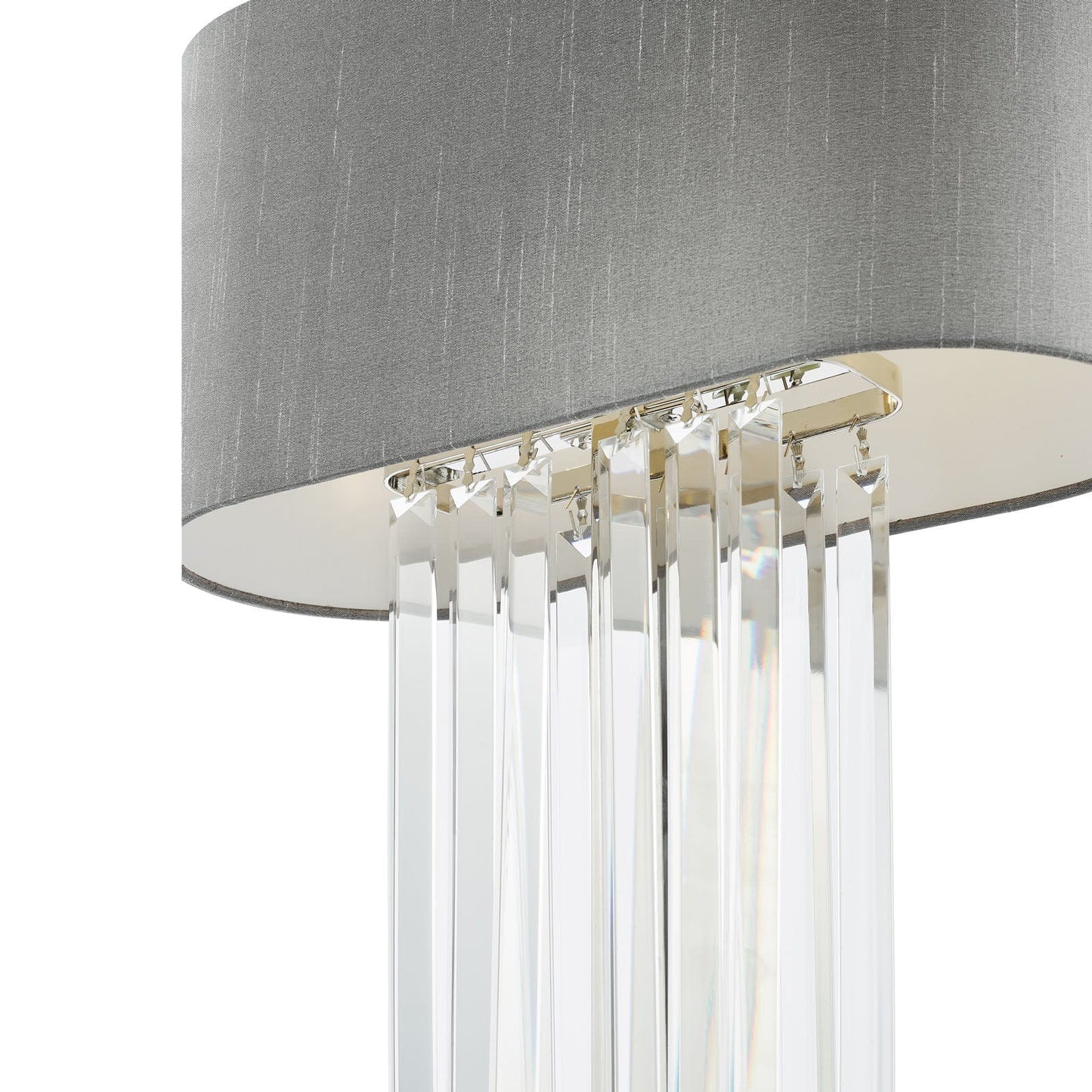 Eltham 2 Light Table Lamp Polished Nickel and Crystal With Shade