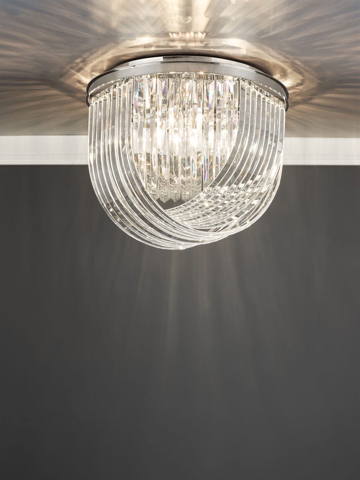 Eltham 4 Light Swag Flush Polished Nickel and Crystal