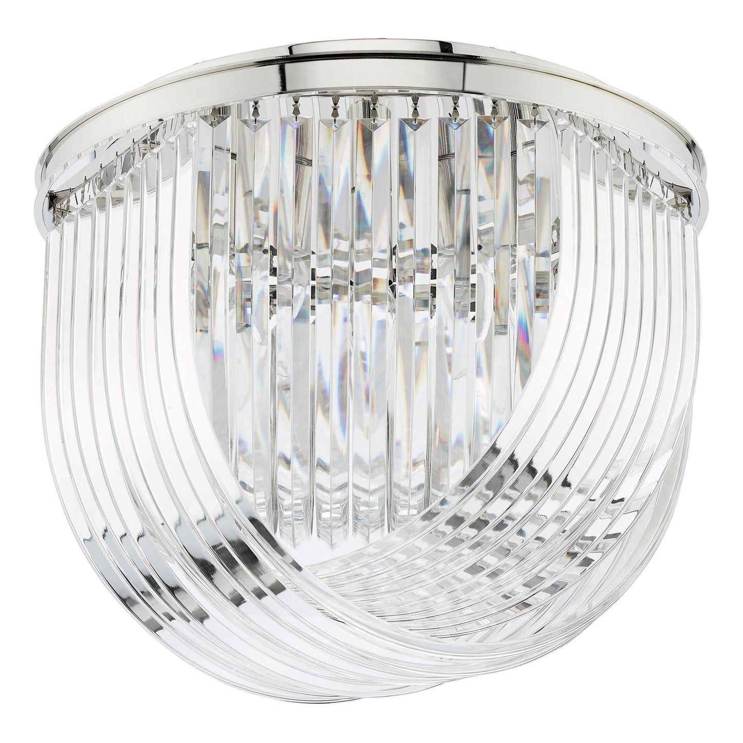 Eltham 4 Light Swag Flush Polished Nickel and Crystal
