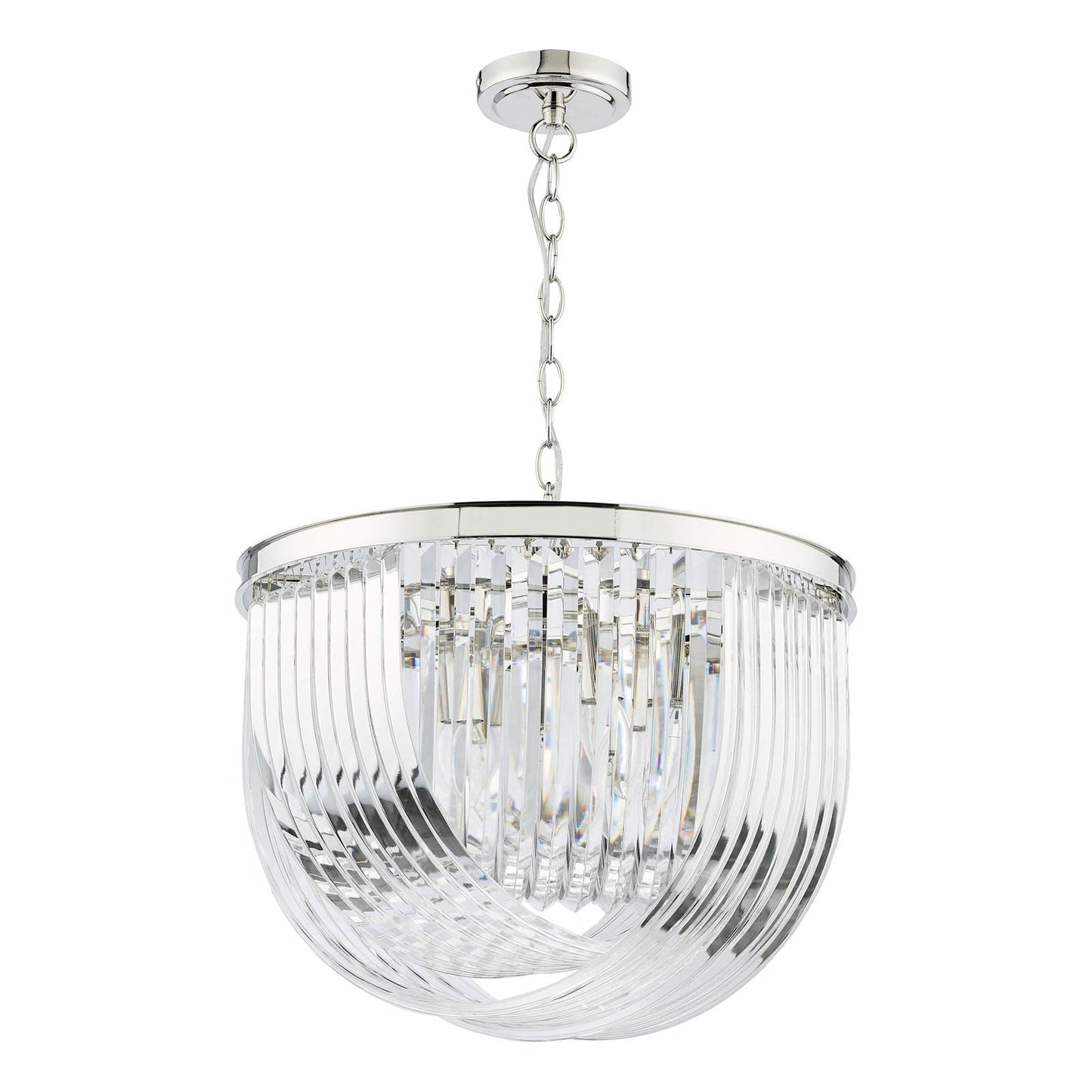 Eltham 4 Light Swag Pendant Polished Nickel and Crystal