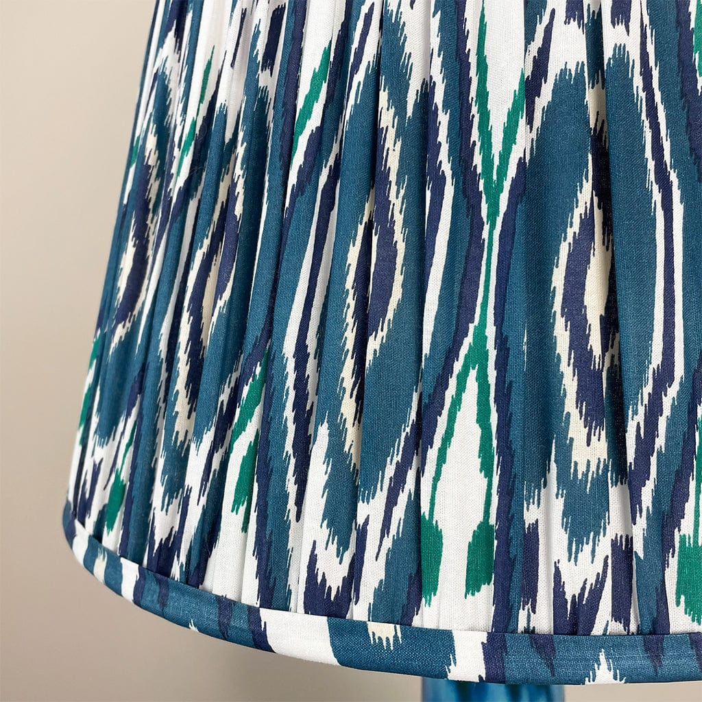 Edlyn Blue Green Ceramic Table Lamp with Ocean Blue Ikat Tapered Shade