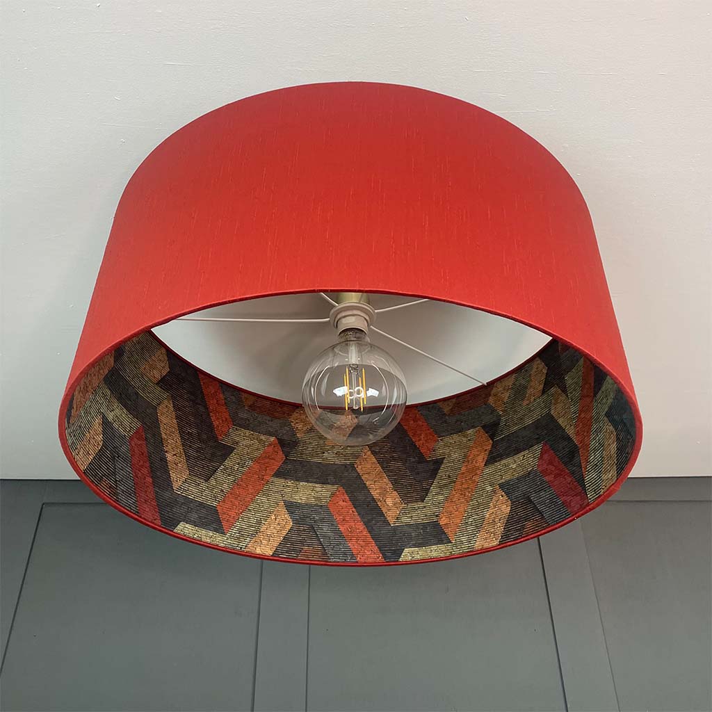 Anthology Escheresque Cork Wallpaper Lined Pendant Shade with Astor Phoenix Outer