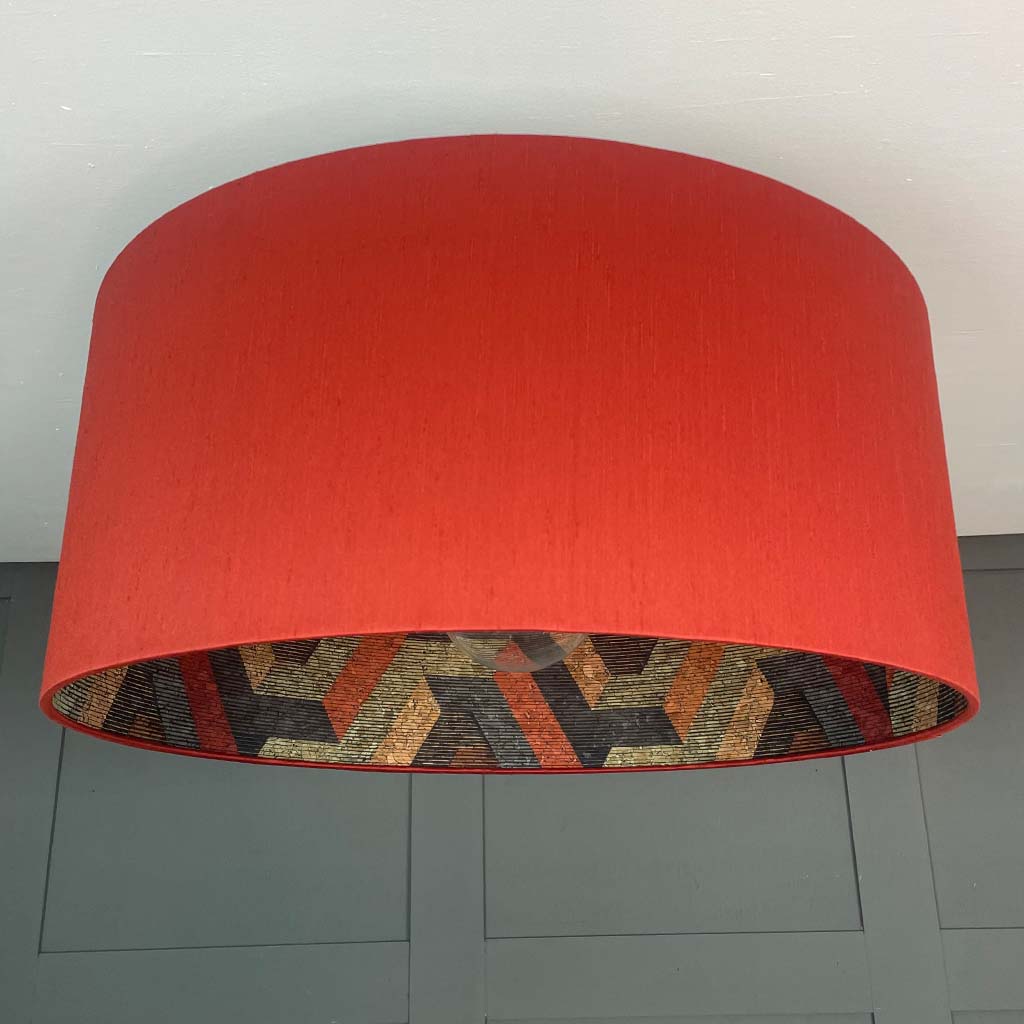 Anthology Escheresque Cork Wallpaper Lined Pendant Shade with Astor Phoenix Outer